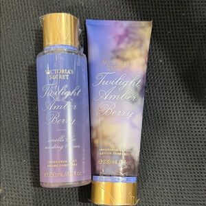 Victoria's Secret Twilight Amber Berry Mist and Lotion Set - Purple and Gold